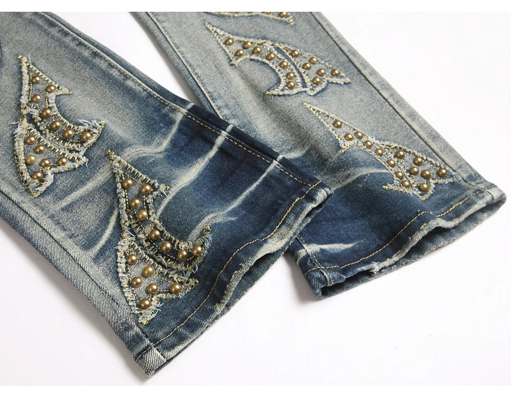 Punk Rock Stacked Denim Jeans