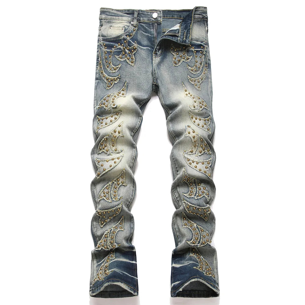 Punk Rock Stacked Denim Jeans