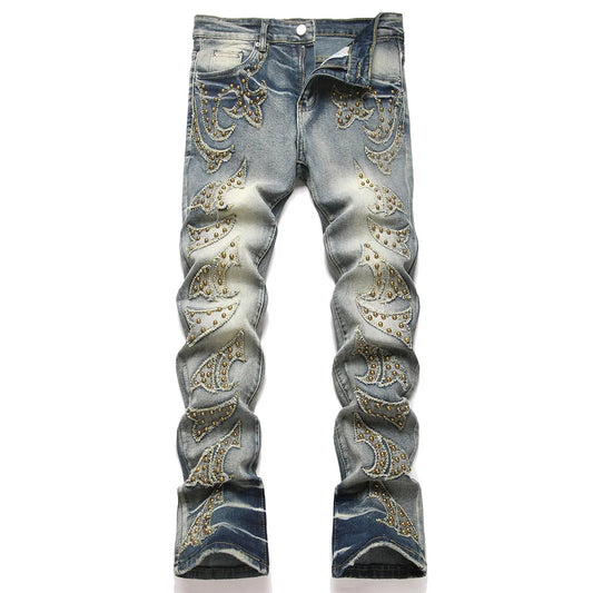 Punk Rock Stacked Denim Jeans