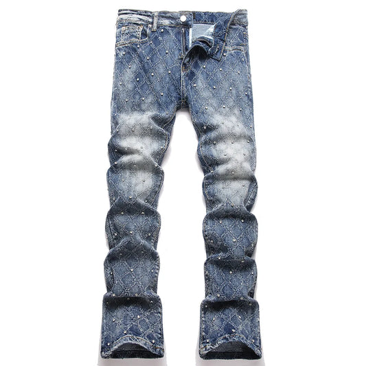 Crystal Diamond Washed Stacked Denim
