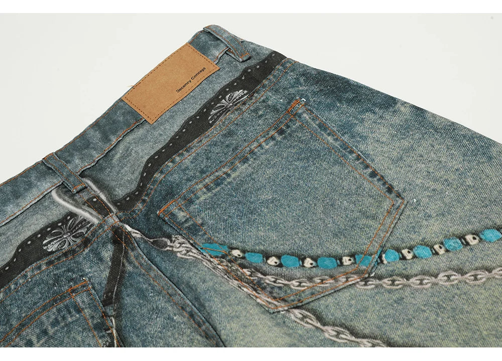 Phantom Chain Painted Streetwear Jeans | Hollywood Denim