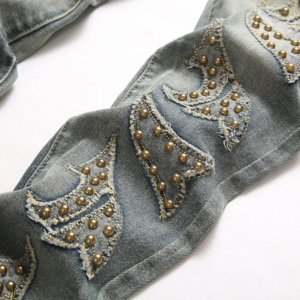 Punk Rock Stacked Denim Jeans