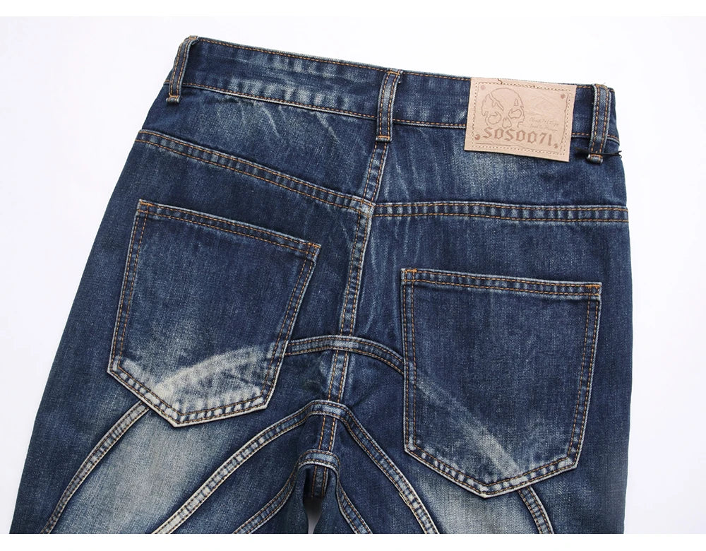 Spliced Stacked Denim Jeans