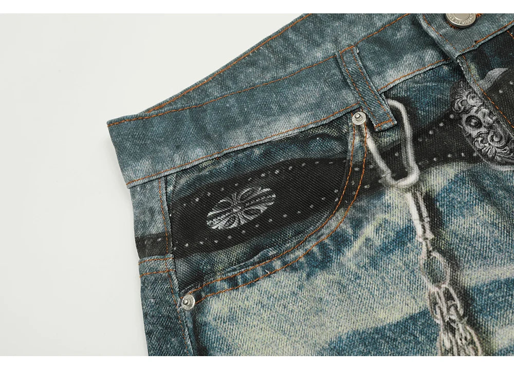 Phantom Chain Painted Streetwear Jeans | Hollywood Denim