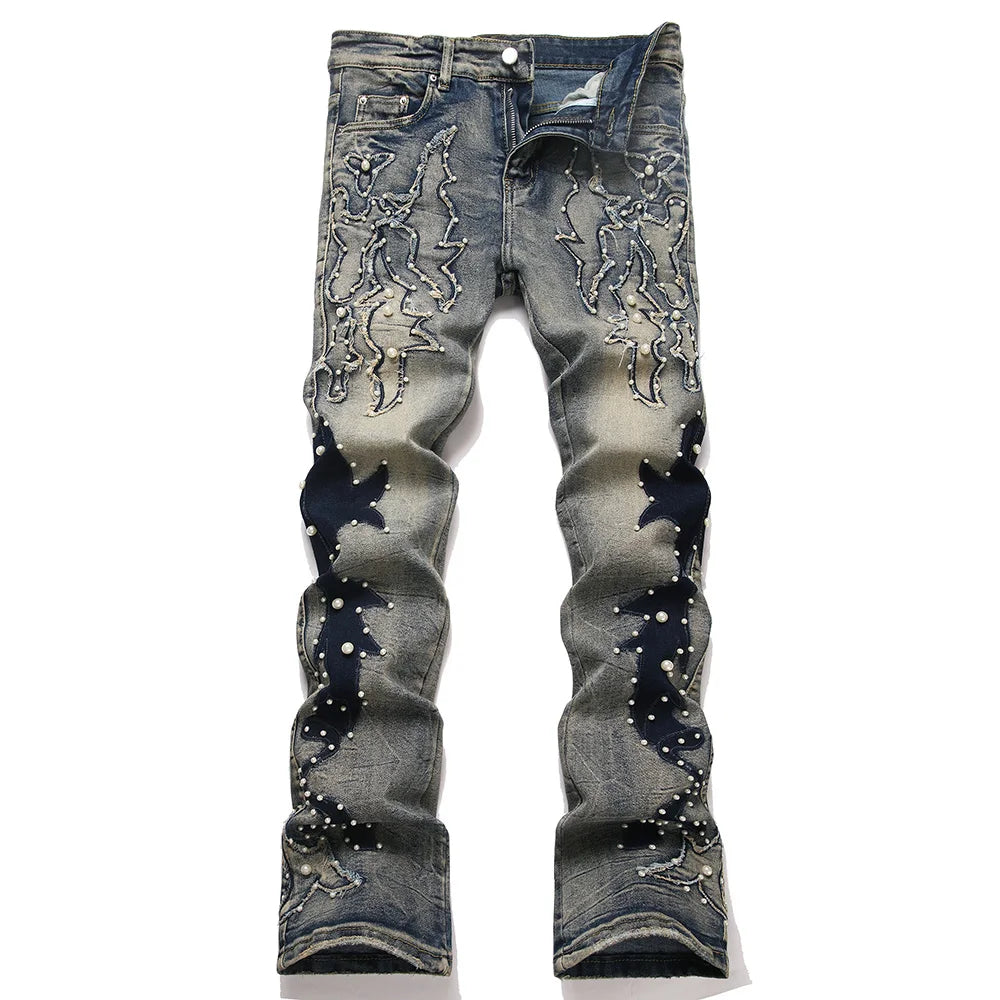 Pearl Patch Stacked Denim Jeans