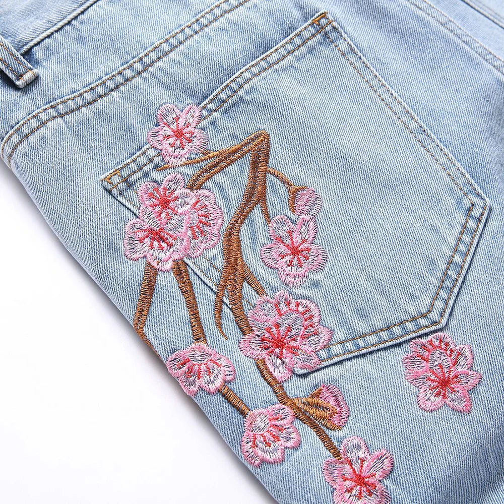 Cherry Blossom Blue Stacked Denim Jeans