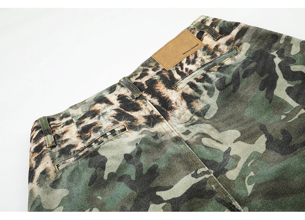 Camo Leopard Print Illusion Denim Jeans