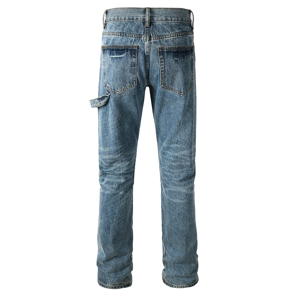 Two Tone Crystal Patch Denim Jeans