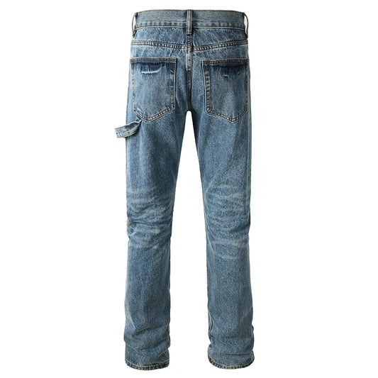 Two Tone Crystal Patch Denim Jeans