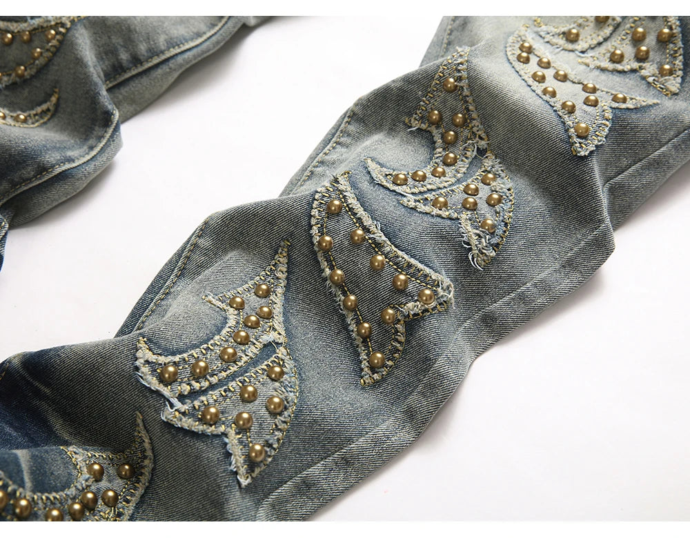 Punk Rock Stacked Denim Jeans