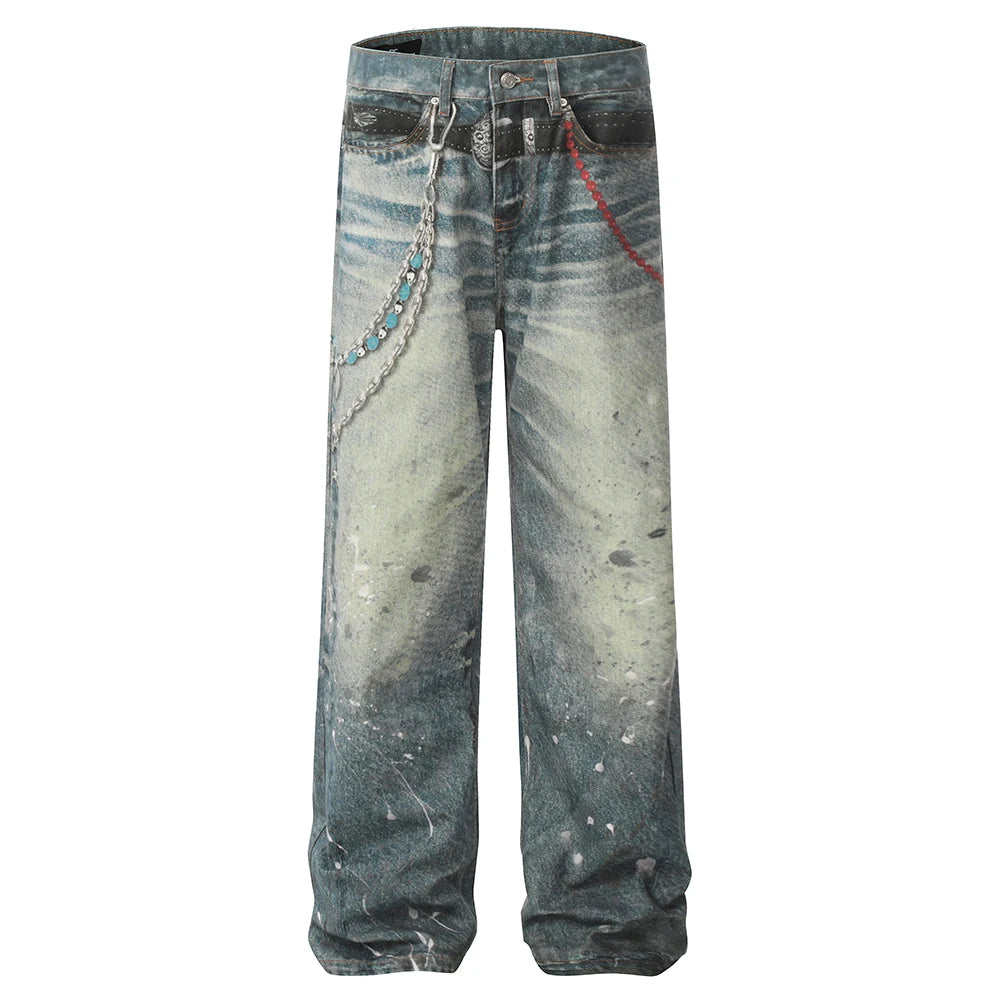 Phantom Chain Painted Streetwear Jeans | Hollywood Denim