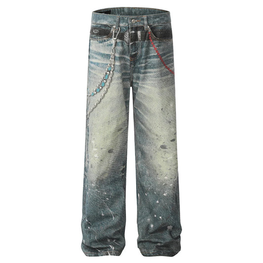 Phantom Chain Painted Streetwear Jeans | Hollywood Denim