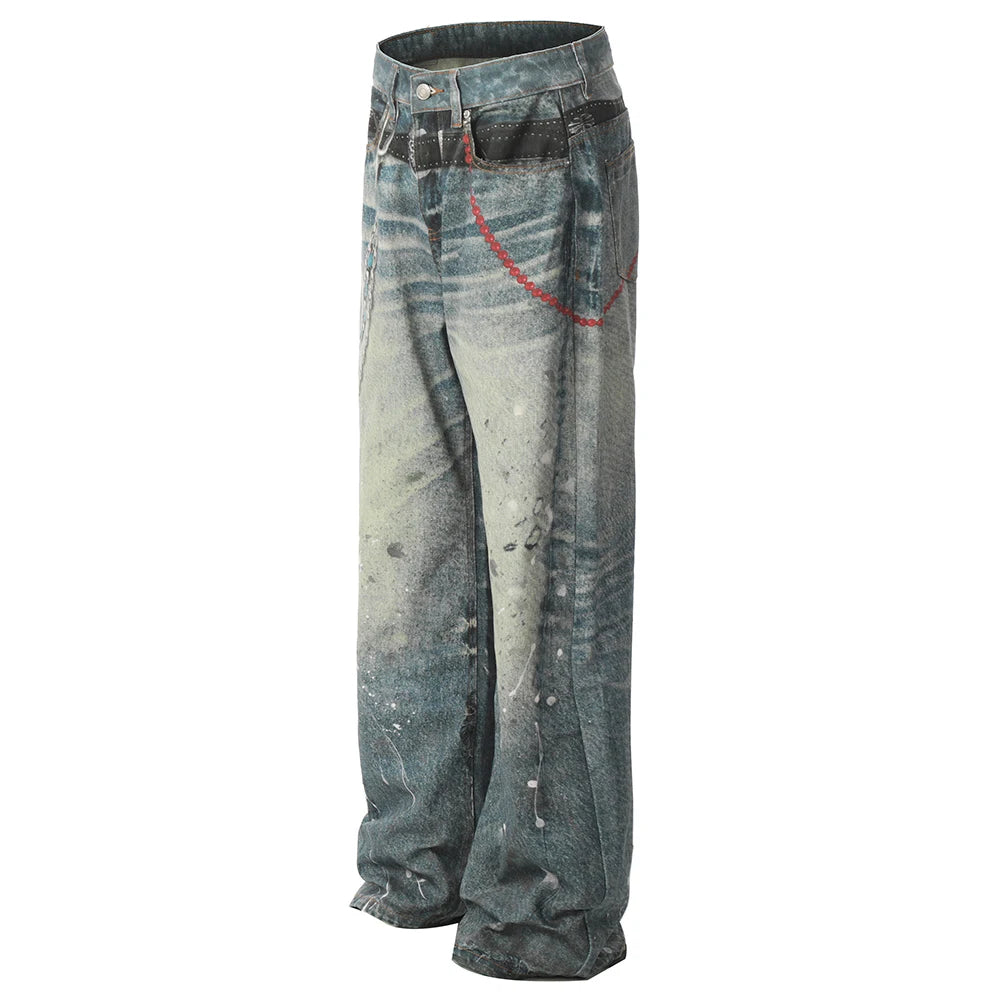 Phantom Chain Painted Streetwear Jeans | Hollywood Denim