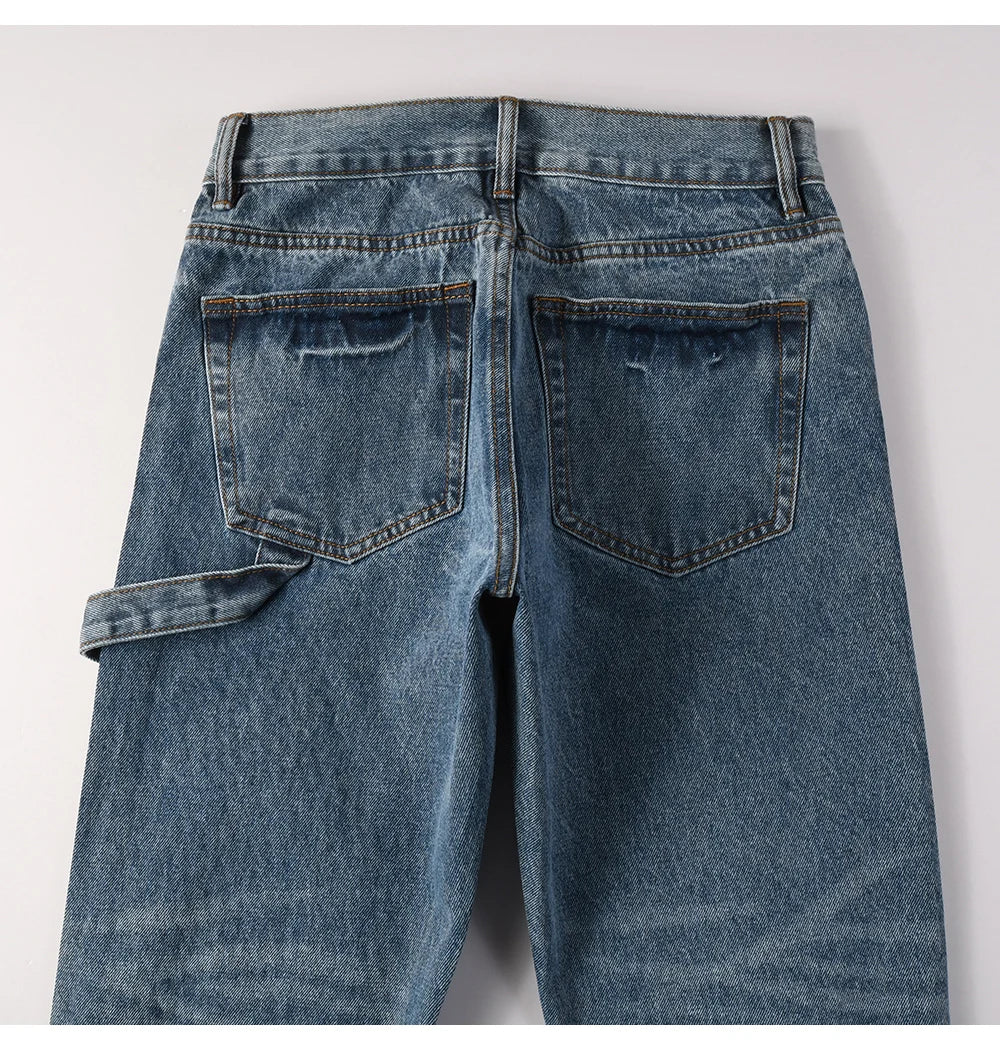 Two Tone Crystal Patch Denim Jeans